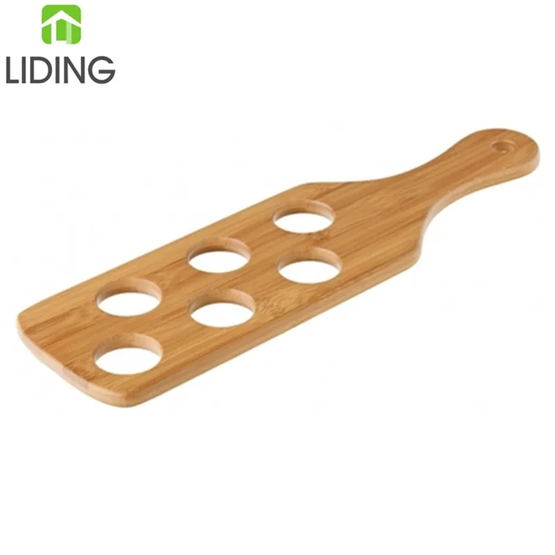 Bamboo Beer Tasting Tray Wooden Serving Paddle Beer Flight Glass Set
