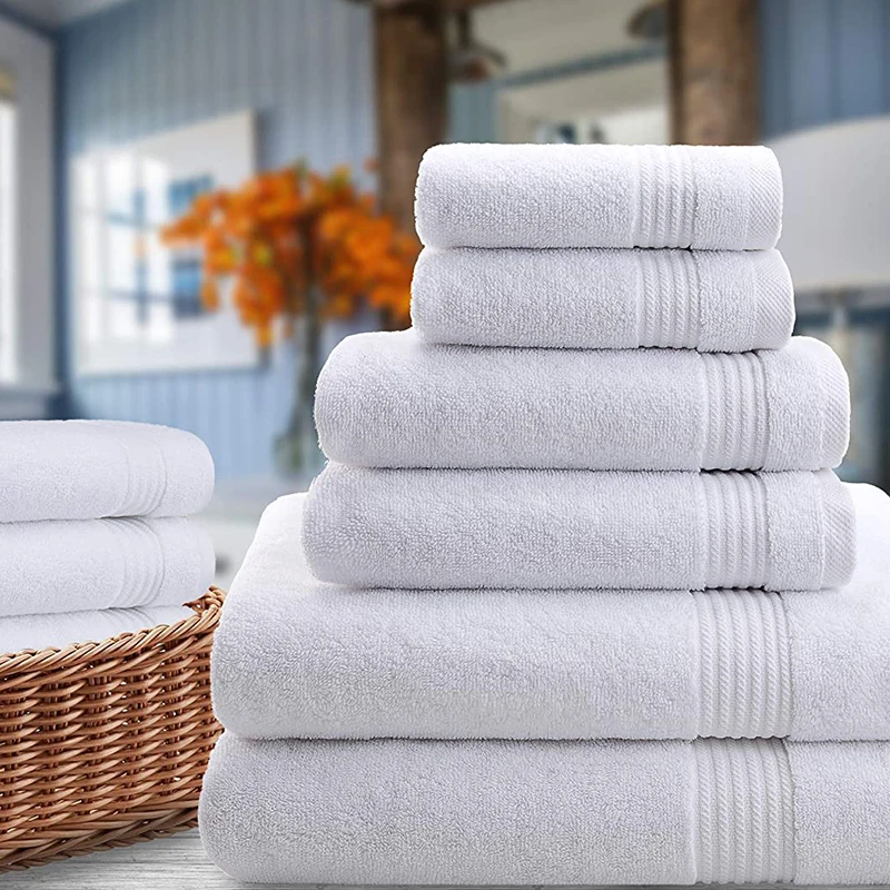 Manufacturer Directly Luxury Cotton Towel 6 Pieces Hand Face Bath Towel Set