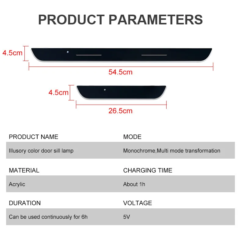 LED Illuminated Car Door Sill Scuff Plate with Customizable RGB Colors and Rechargeable Battery LED Lighted Logo Welcome Pedal