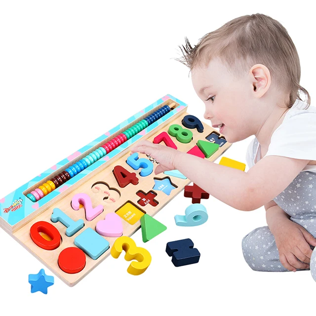 Montessori Toys Early Education Teaching Aids Math Toys for Children Preschool Wooden Count Geometric Shape Cognition Match Baby