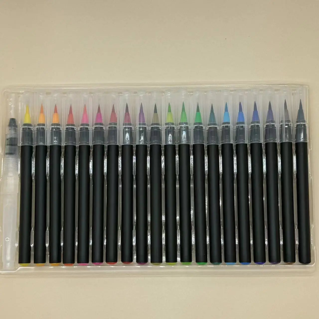 Hot Selling 12/20/24 Colors Wholesale Soft Flexible Felt Tip Watercolor Brush Pens And 1 Water Blending Pen