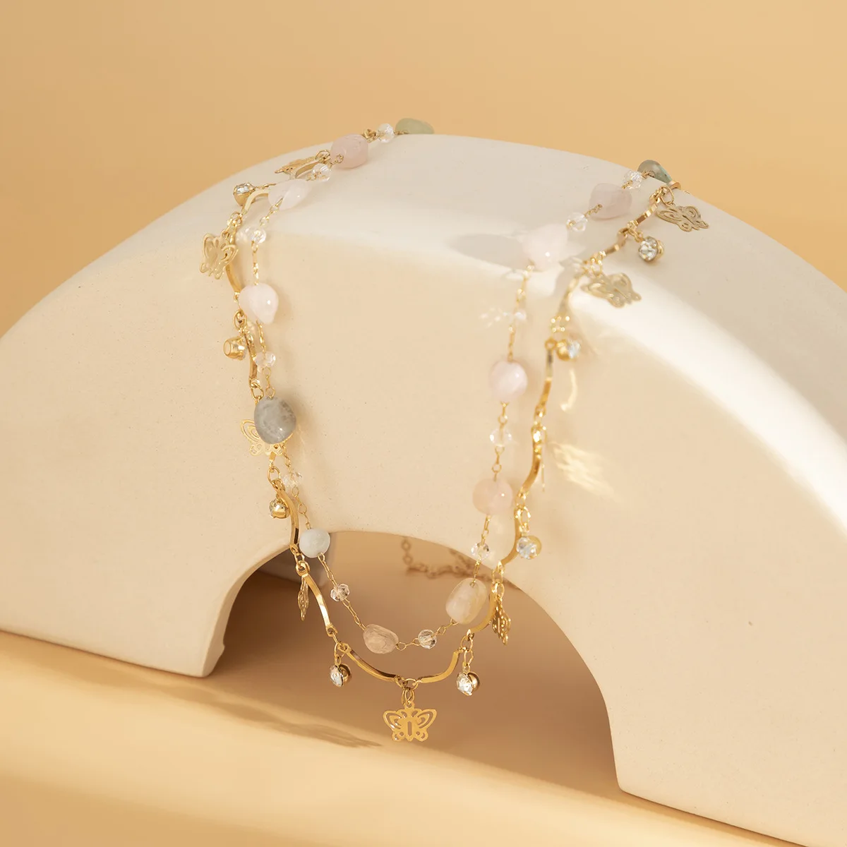 New Arrival Double Layered Crystal Colored Beach Waist Chain Stone Butterfly Body Chain