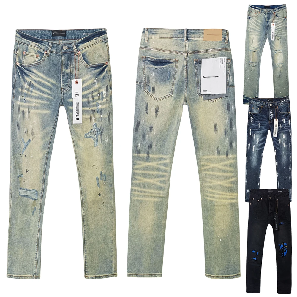 Ksuby Designer Jeans Purple Jean Mens Rise Elastic Clothing Tight Skinny brand Jeans Designer Fashion ripped distressed