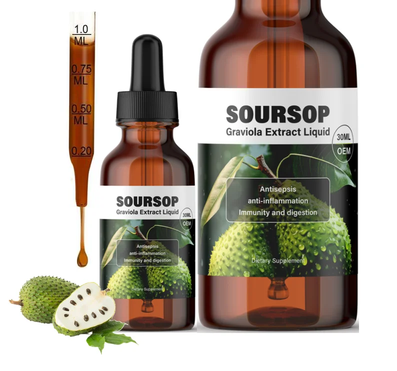 Бесплатный образец жидких капель Tonbios Soursop Graviola органический листья гуанабана жидкие капли гравиола добавка