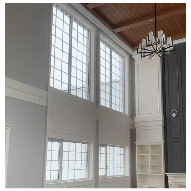 Exterior Customized Color Aluminum Tempered Glass French Door With Inside Grill Design For Buildings