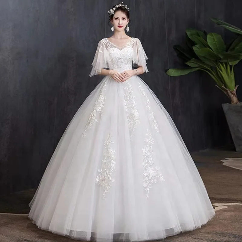 White Gown For Bride Sequin Wedding Dress In Istanbul Turkey Embroidery Puffy Skirt Evening Dresses For Weddings