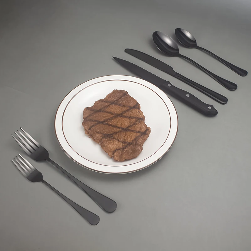 Western Restaurant Wedding Party Silverware Stainless Steel Metal Cutlery With Steak Knife