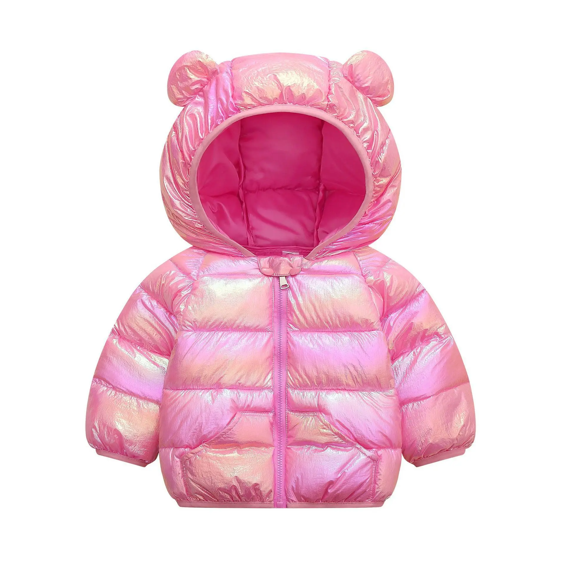 201228 Baby Boys Girls Light Puffer Padded Jacket Bear Hooded Infant Outerwear Winter Down Coats For Kids