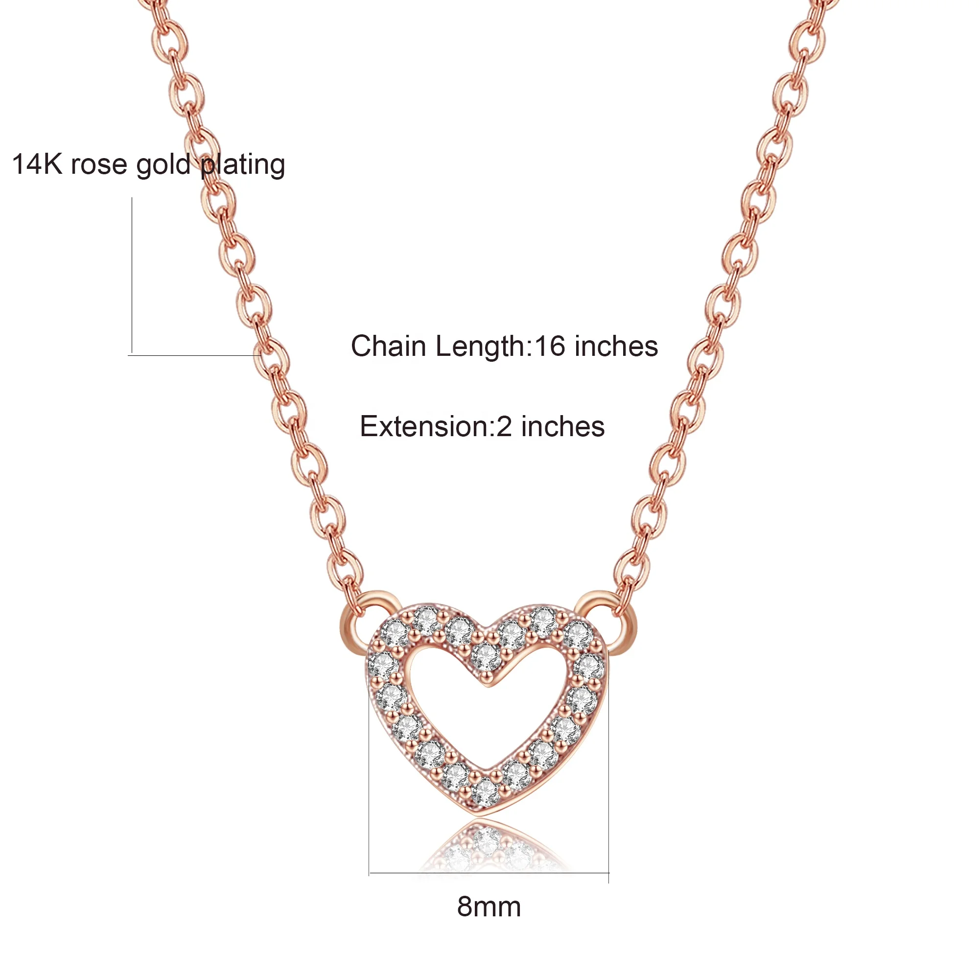 14K Gold Plated Infinity Necklace Bridesmaids Gifts Heart Pendent Necklace With Clear CZ Stones