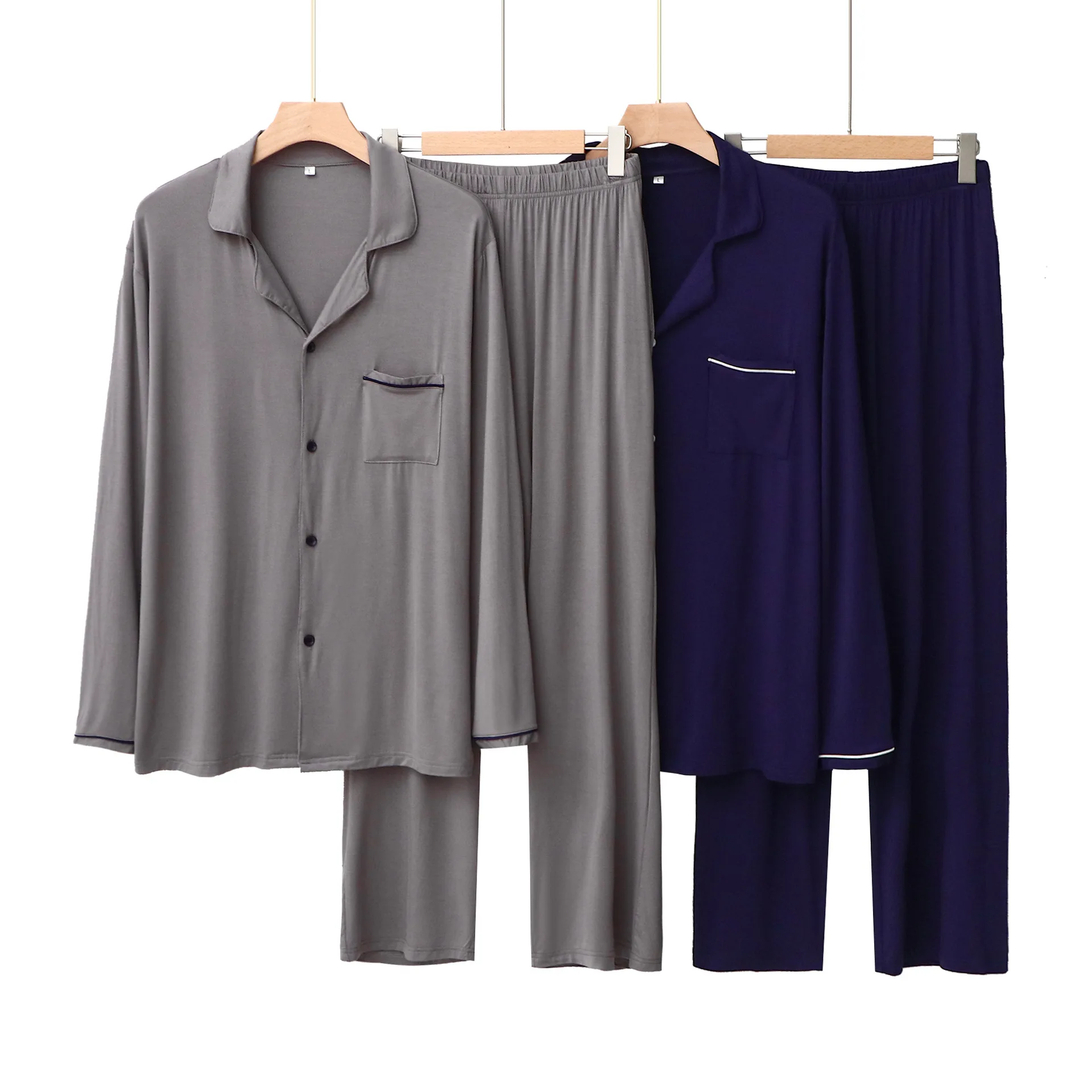 Aoyema Women Home Wear Clothing Long Sleeve Pajamas Sets Nightgown Sleepwear Solid Casual Nightwear Female Lapel Pyjamas