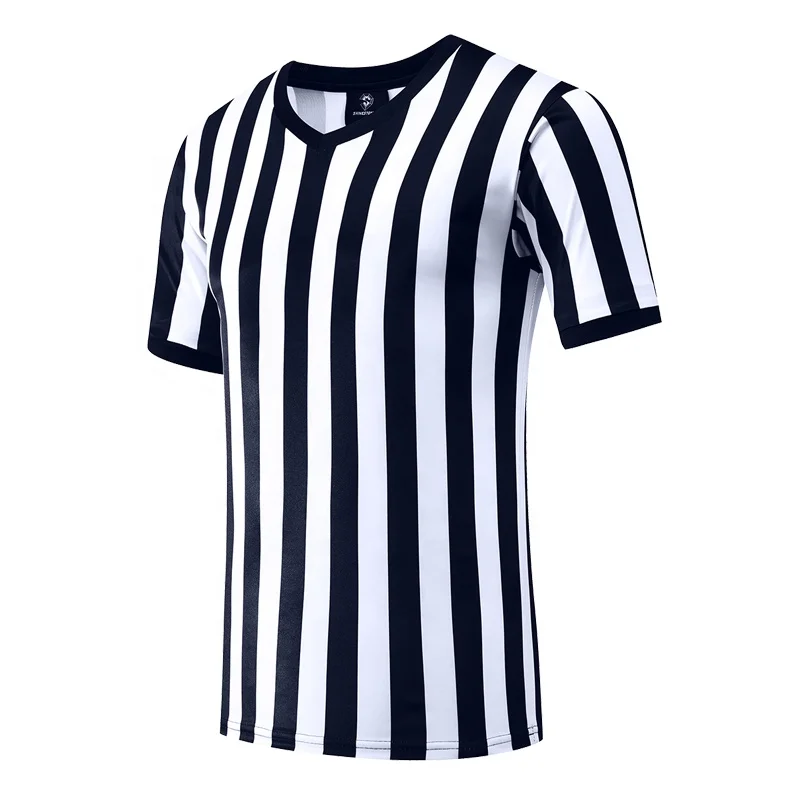 Professional Football Referee Uniform Custom Soccer Shirts Adult Black White Soccer Referee Jerseys Training Clothes