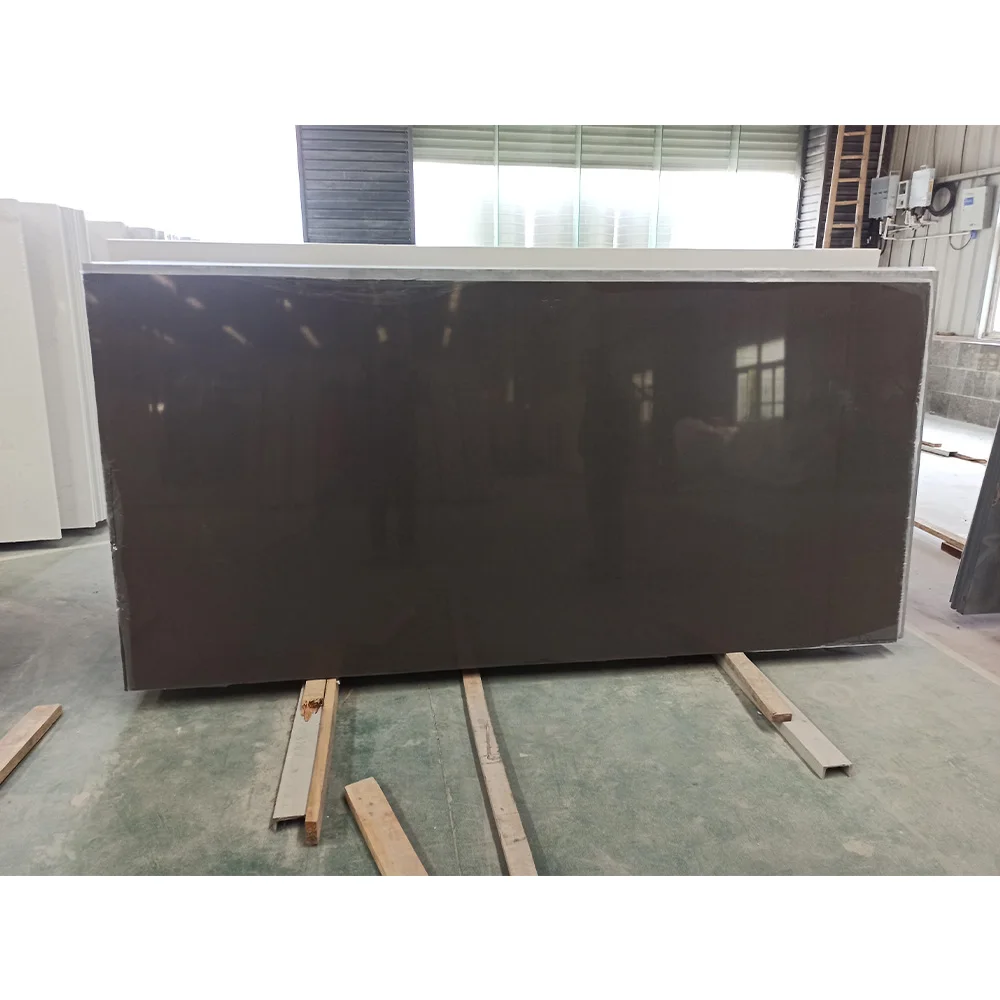 AST OEM/ODM Polished custom design free sample kitchen island tops Black 4052 Artificial Quartz Countertops
