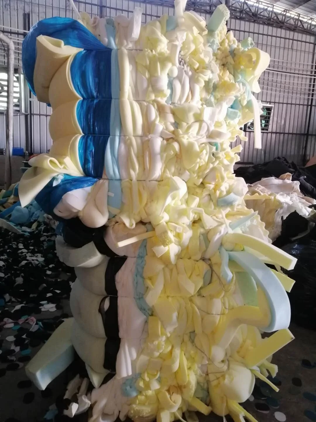 PU foam scrap sponge polyurethane spray foam compressed in bales rebound block waste pack scraps