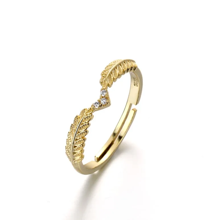ins style olive branch leaves anillos de compromiso 925 sterling silver 16k gold plated vine ring