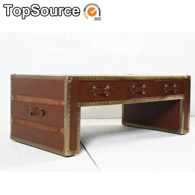 2019 New Metal Frame Indoor Furniture Crocodile Pattern Leather Tea Table For Living Room Home Restaurant