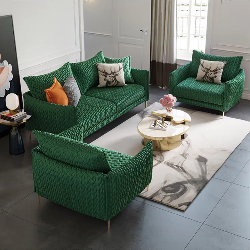 OEM Modern Small  Beige Black 3 Seater extra Deep Luxury Sofa Set Velvet Green Sectional Sofa for Living Room Furniture