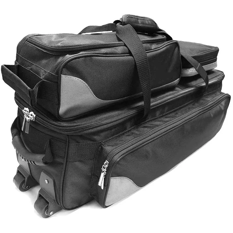 High Quality OEM Custom Wheel Trolley 3 4 Four Roller Bowling Balls Bag Tote