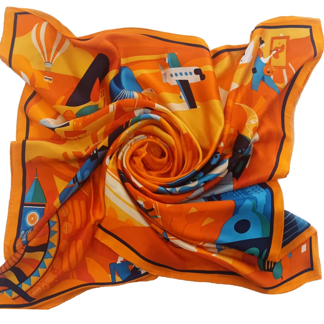 
Custom Digital Printing 100% Silk Scarf 90*90cm Silk Square Scarf 