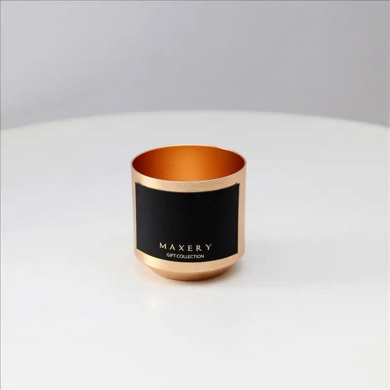 Maxery Aluminum Candle Holder Lanterns Decorative Metal Gold Cylinder Table Decoration Romantic Candle Holders