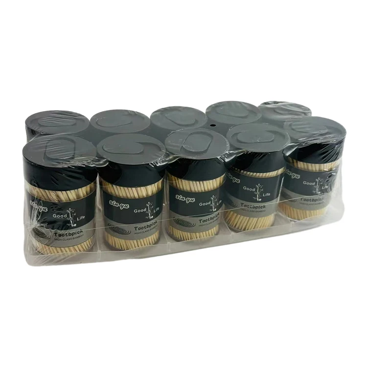 Manufacturer black sliding cover design tooth picks custom Bottle Package Bamboo Toothpicks