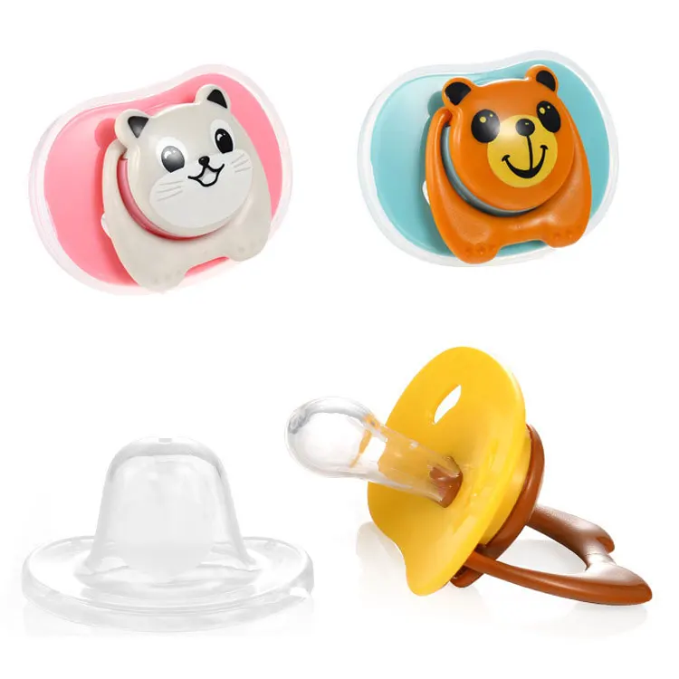 Factory Wholesale Custom Safety Original dummies baby pacifier Cartoon Bear cat monkey Silicone Adult Baby Pacifier