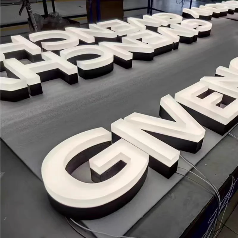 Custom 3D Metal LED Sign with PVC Letters Stainless Steel Acrylic Letter Sign for Shop & Company Decoration