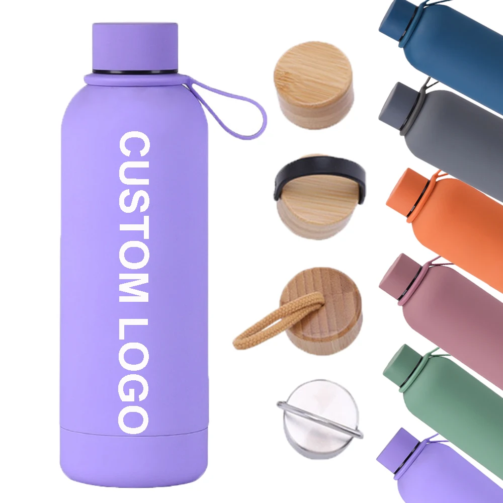 Custom Blank DIY Double Wall Small Mouth Drink Bottle 350ml/500ml/750ml Insulated Stainless Steel Sport Water Bottle with Handle