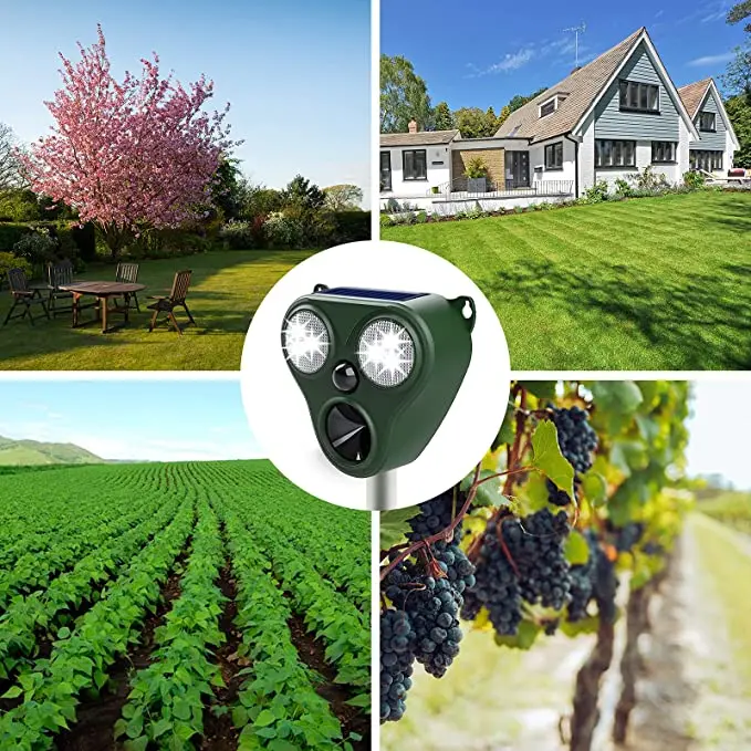 Saijzek.Ultrasonic Animal Repellent Outdoor Cat Deterrent Yard Repel Dogs Birds Skunks Rabbit Squirrels Deer Animal Repeller