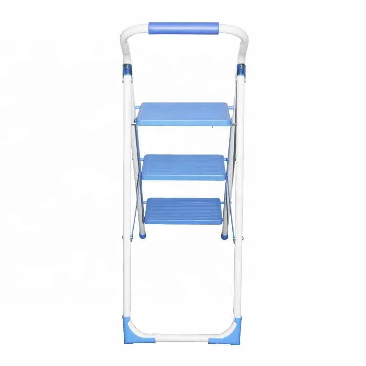Kitchen Small Steel  Folding 3 Step Ladder Stool Slim Design Portable Household Metal 2 3 Step Ladder With Handrail