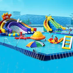 Firstents big inflatables water park blue aqua park commercial new floating water park for sale