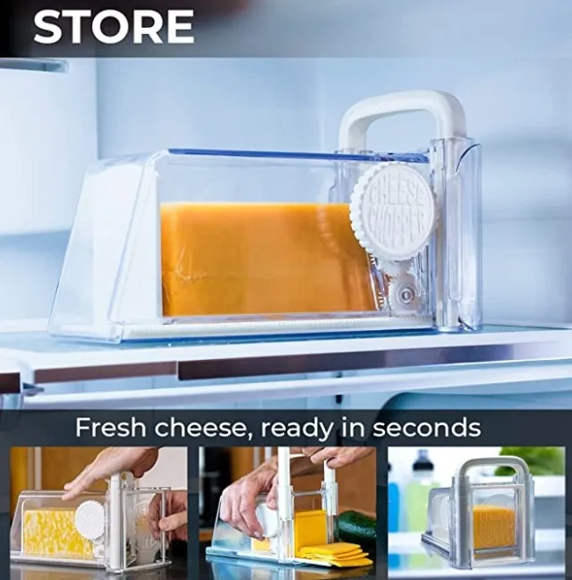 Cheese Chopper 4-in-1 | Cheese Grater with Handle, Wire and Blade Attachments | Instant Fridge Storage | up to 2lb Blocks