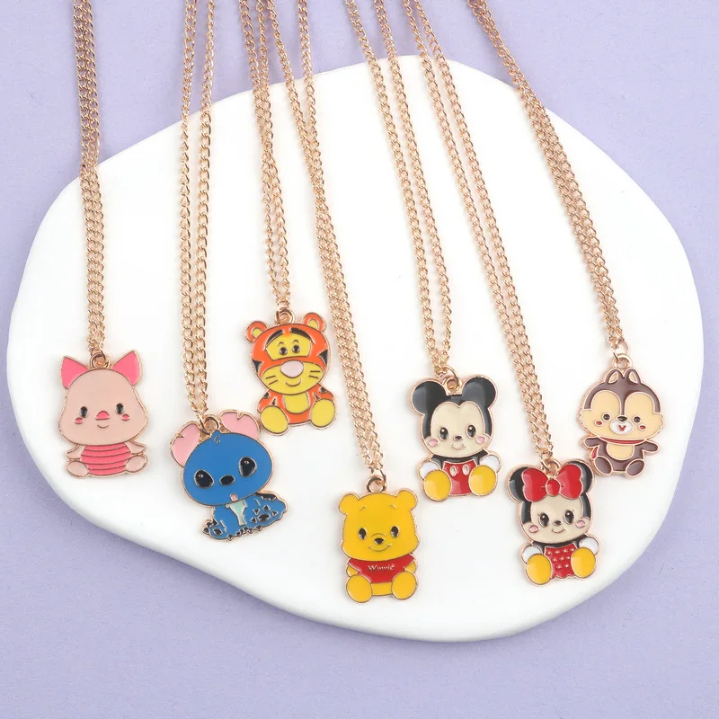 Metal Necklace Cute Cartoon Stitch Mouse Bear Tiger Necklaces Custom Accessories Promotional Gift Clothing Pendant Ornament