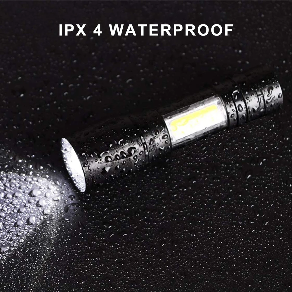 
600 Lumen IP65 Waterproof COB flashlight led Zoomable Aluminum Alloy rechargeable torch light 