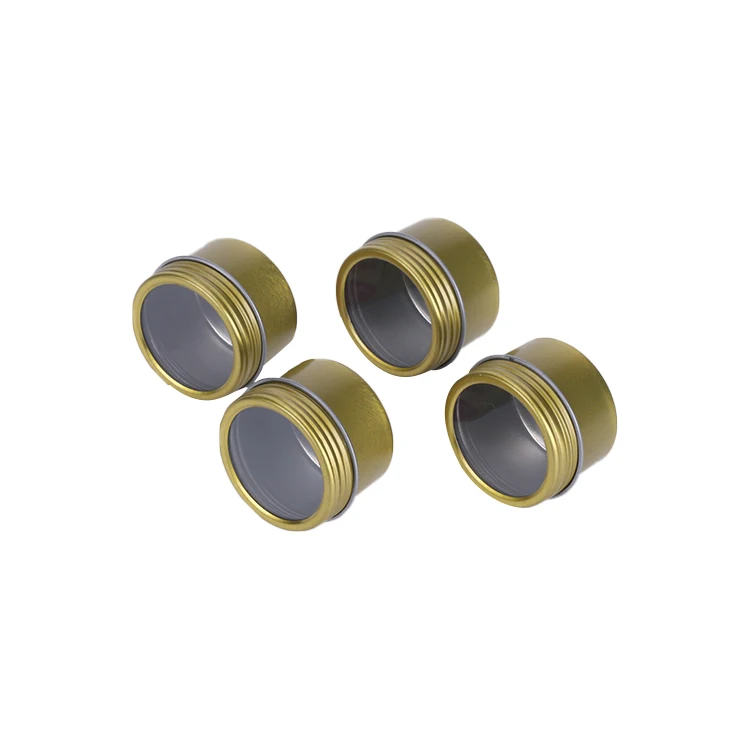 Custom Printed Silver Gold Aluminum Cosmetic Jar Candle Tin Box With PVC Window