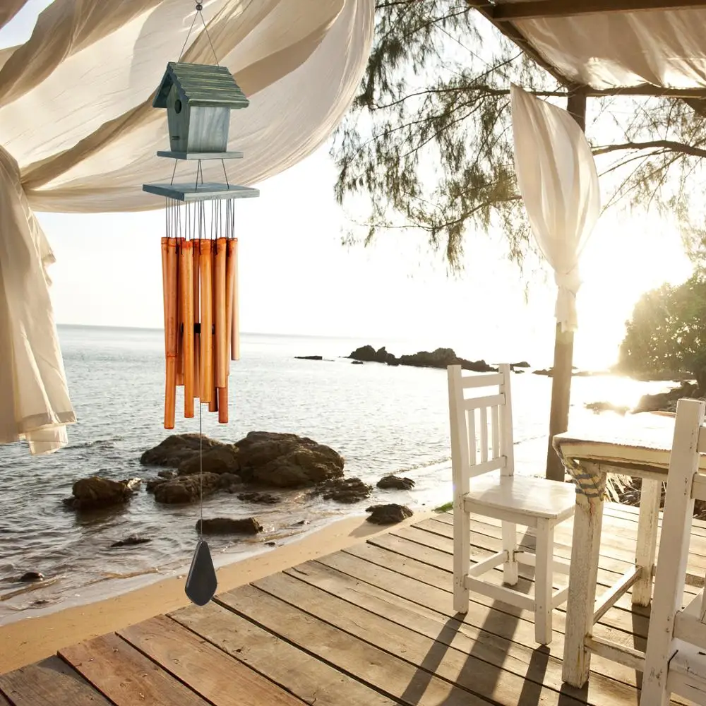 
Bamboo Wood Birds house Wind Chimes Indoor Outdoor Bell Traditional Handmade Windchime Tuned Chime Wholesale OEM Customize LOGO 