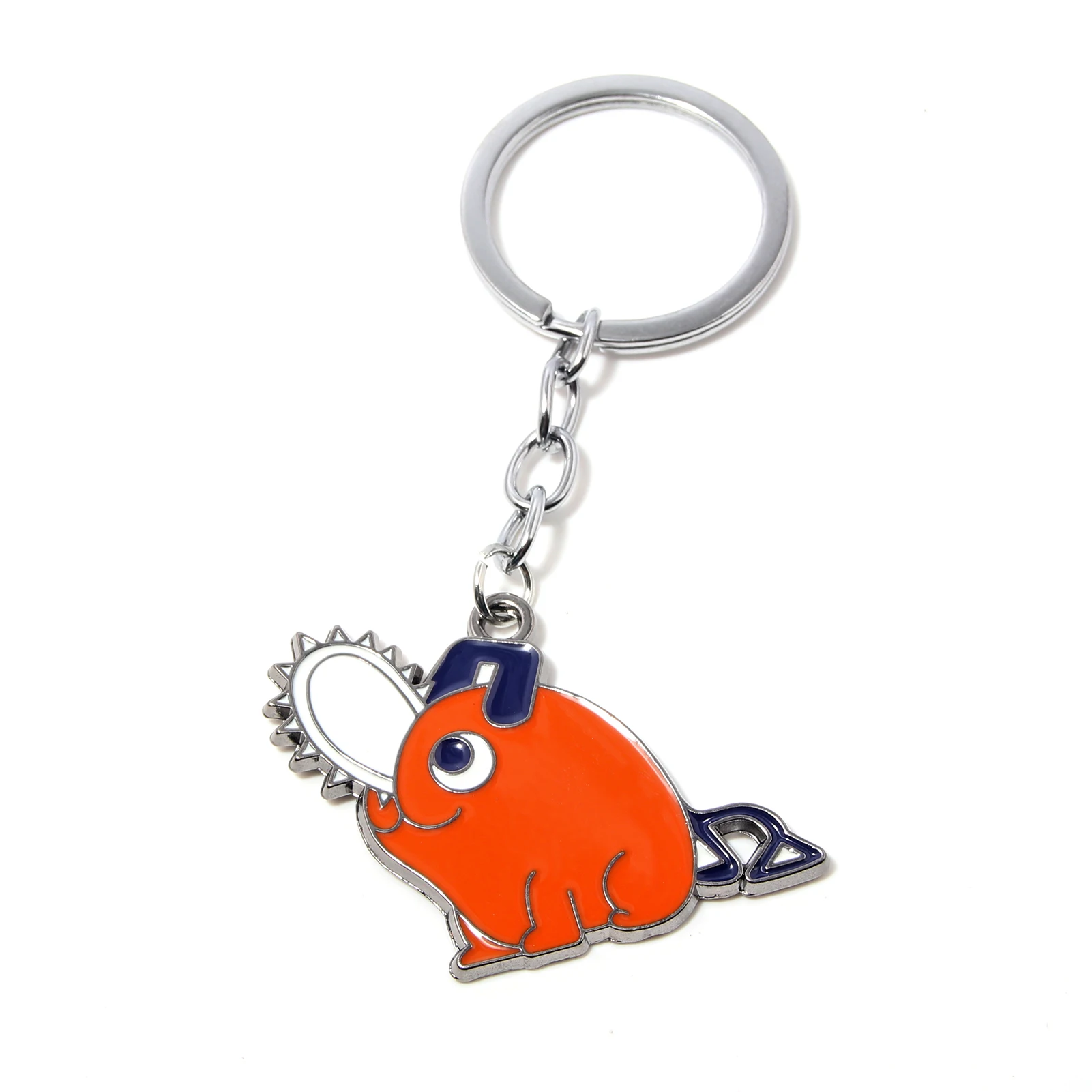 Cartoon Anime Devil Chainsaws Character Pendant Metal Badge Cute Squirrel Anime Bochita Keychain