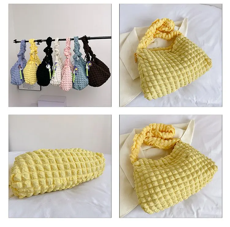 RU Wholesale Custom Size Bubble Large Women Cream Messenger Shoulder Bag Tote Puffer Bags