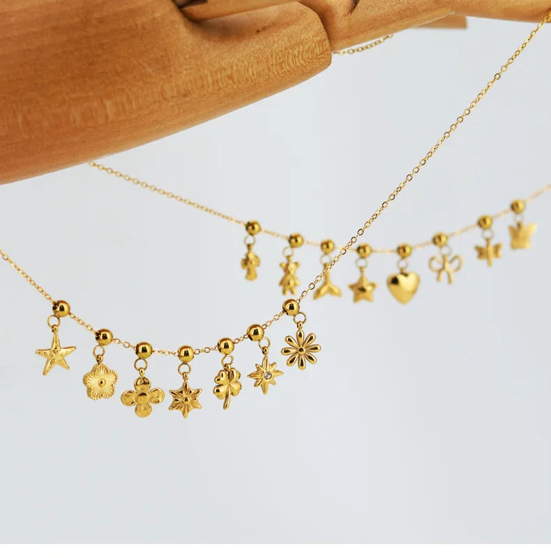 2024 Stainless Steel Cute Flower Butterfly Letter Number constellations Pendant for diy Necklace and Bracelet