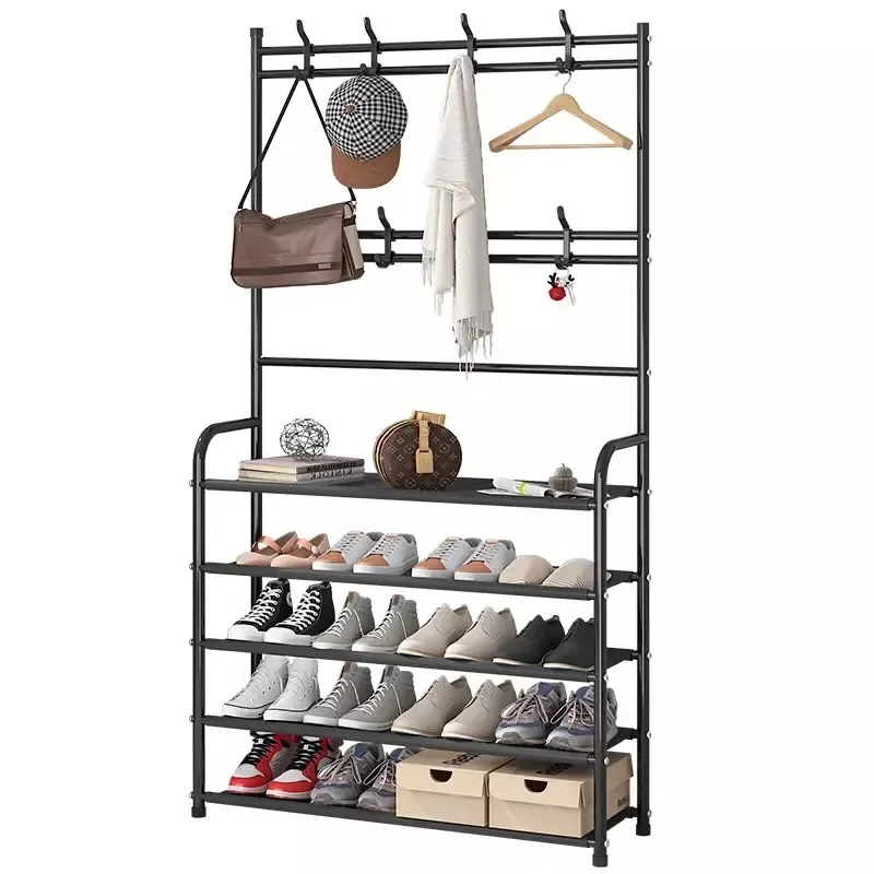 Display shoe rack 5 layers modern entryway furniture shoe hanging storage stands shelf with cloth hangers