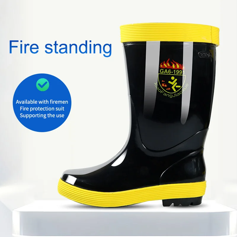 Firemen fire fighting rubber boots fire boots with steel toe