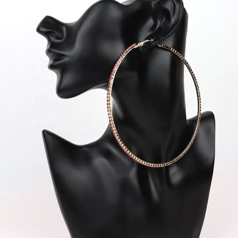 Hot 100mm Big Diamond Hoop Earrings  Gold And Silver Plated  colorized Earrings