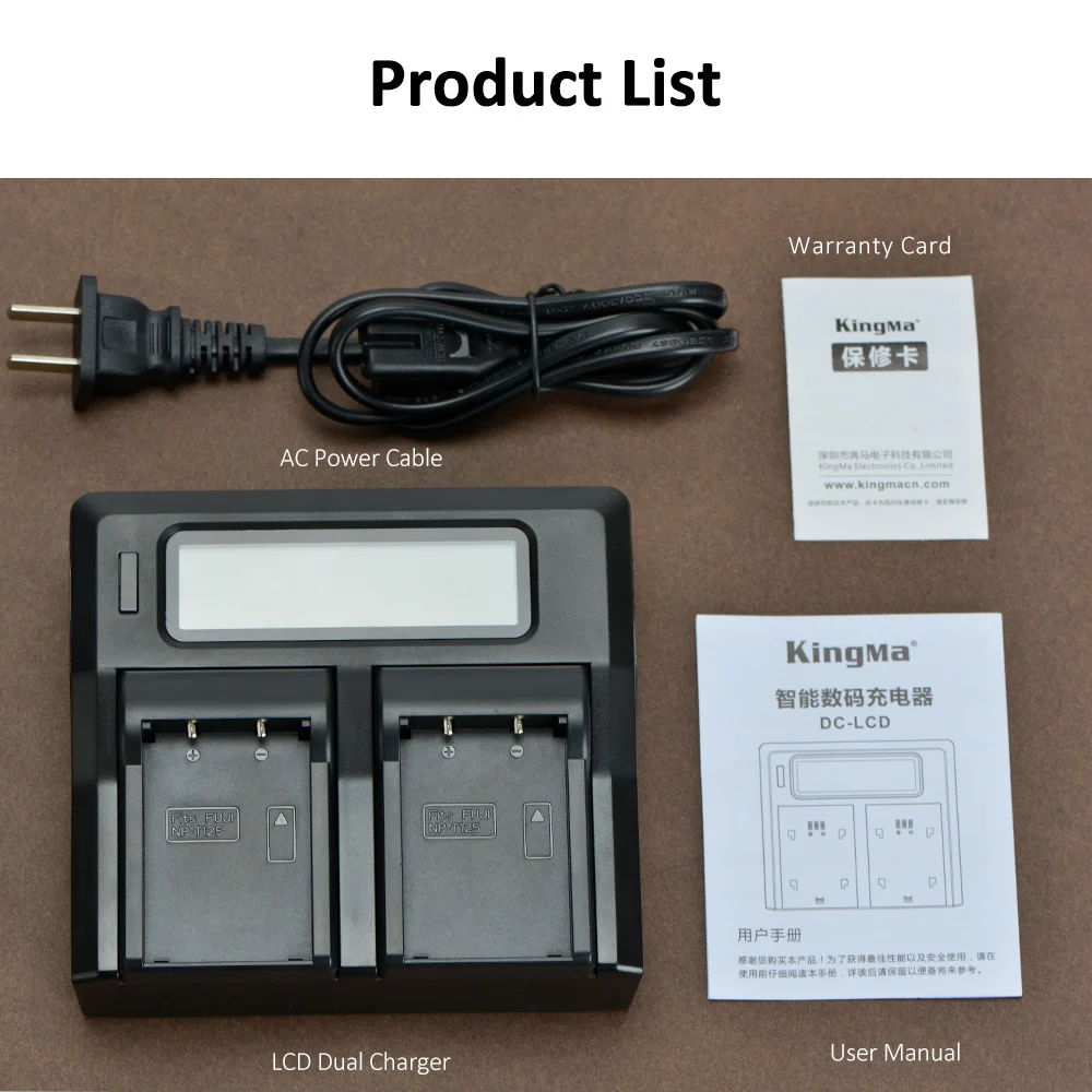 
KingMa Smart Dual Channel Charger With LCD-display For Fuji NP-T125 battery and For Fuji GFX50S And GFX50R camera 