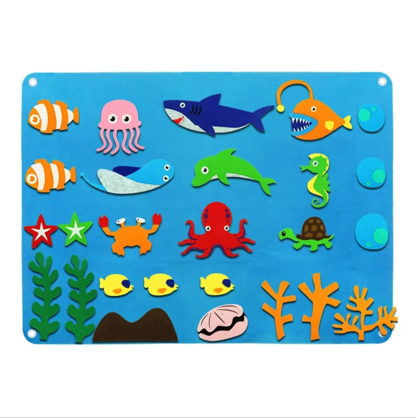  DIY animal toy board kids ocean story felt