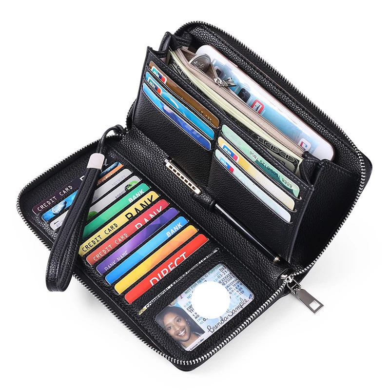  Soft Leather ladies Long wallet bag female luxury Multiple card slots money rfid coin purse wallets