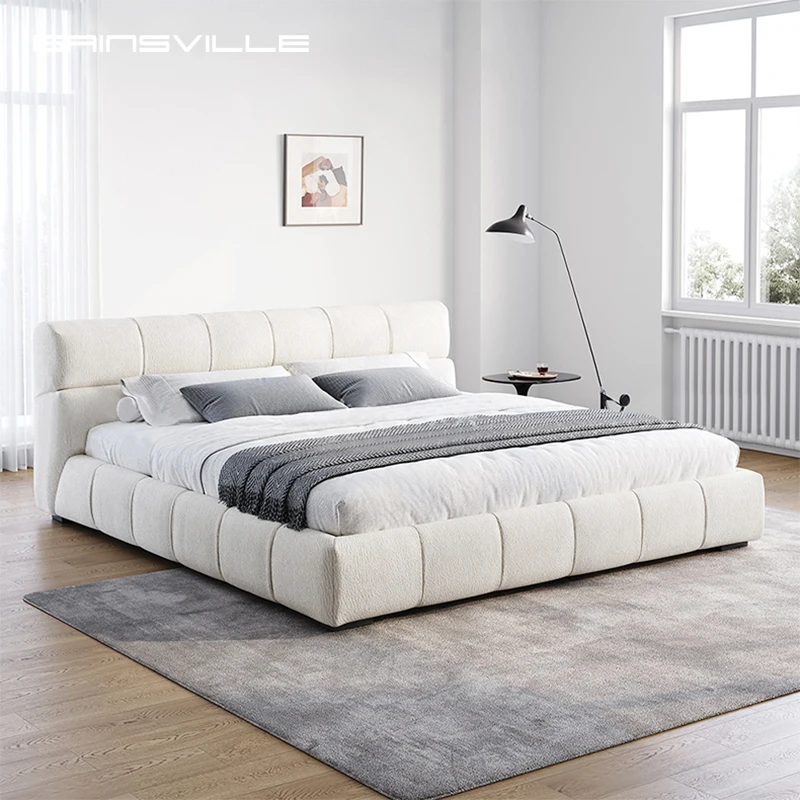 Custom Size Italia Modern Design Bedroom Furniture Modular Bed Chesterfield Style Upholstery Leather Fabric Bed Frame