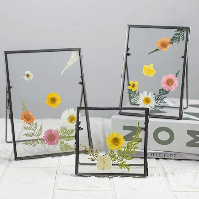 Hot sale High quality floating glass box with metal frame metal picture photo frame for home decor crafts