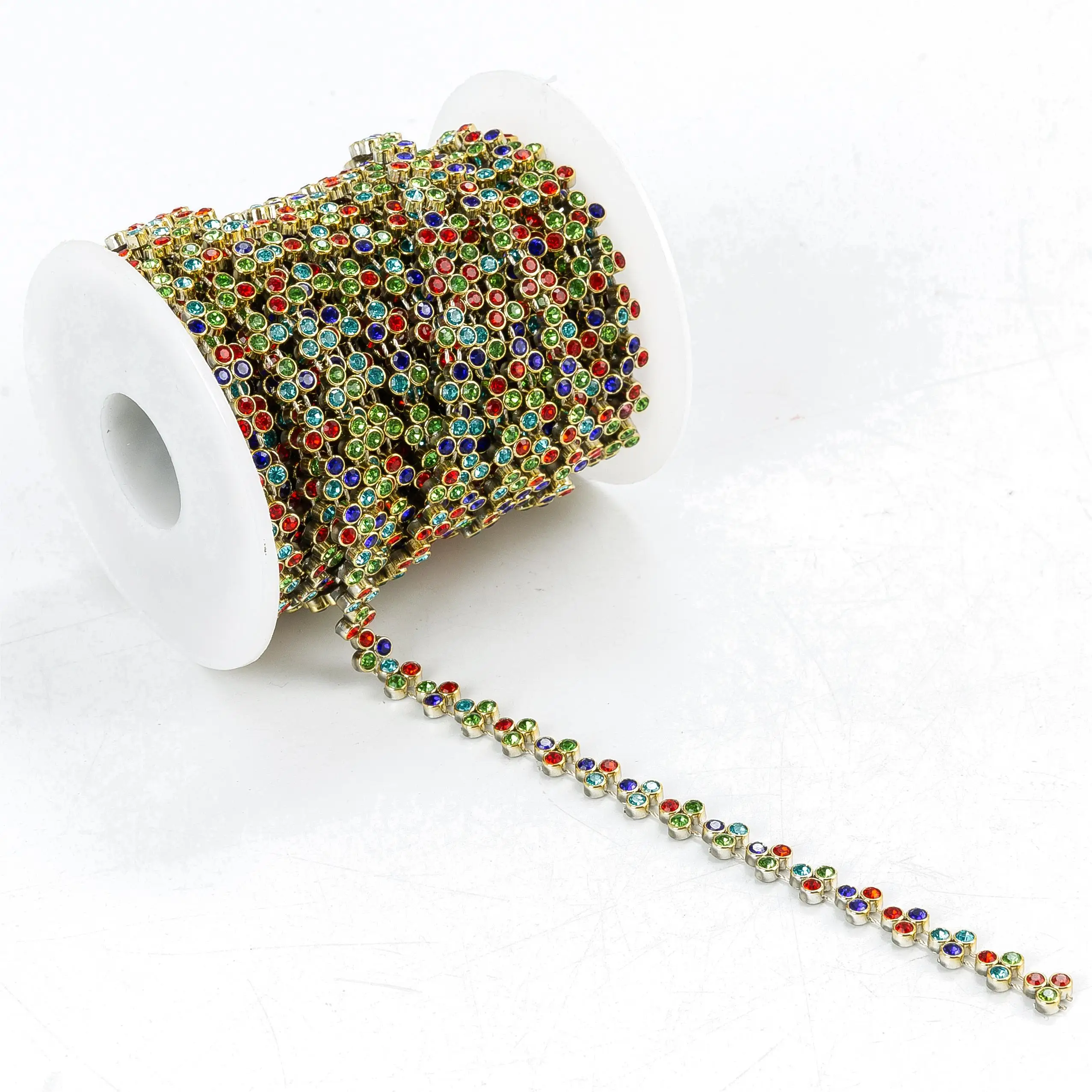 DIY Party wedding bridal dress bling applique crystal rhinestone fabric mesh chain banding belt rhinestone beaded trim sparkling