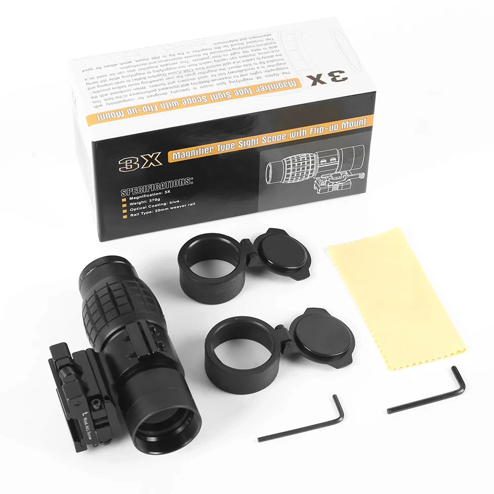 Optical 3X Magnifier Scope Sight with Quick Detach Mount Flip to Side Function Optics for Holographic Reflex Red Dot