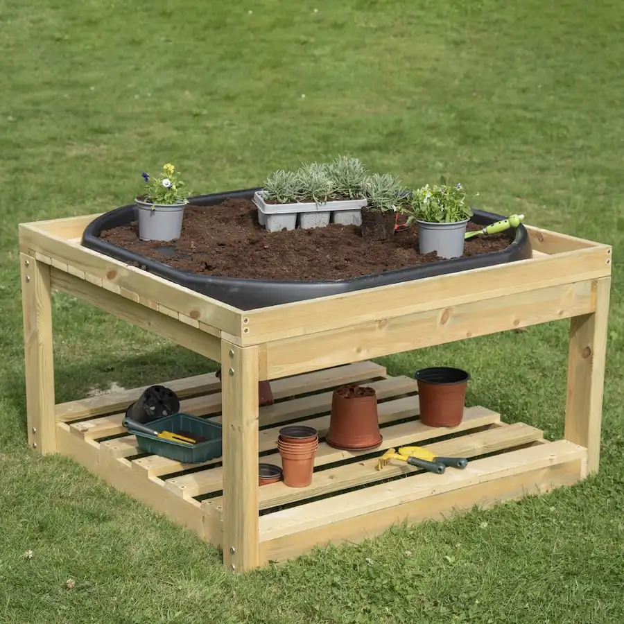 Wooden Indoor Outdoor Water And Sand Play Activity Table With Storage
