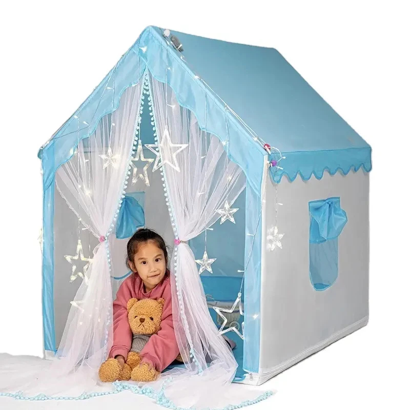 Children Princess Girls Large House Dotted Ventilated Mesh Indoor Kids Castle Play Toy Polyester Tent